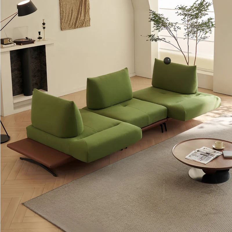 Modernes modulares Insel-Drehsofa mit verstellbarer Armlehne und Rückenkissen
