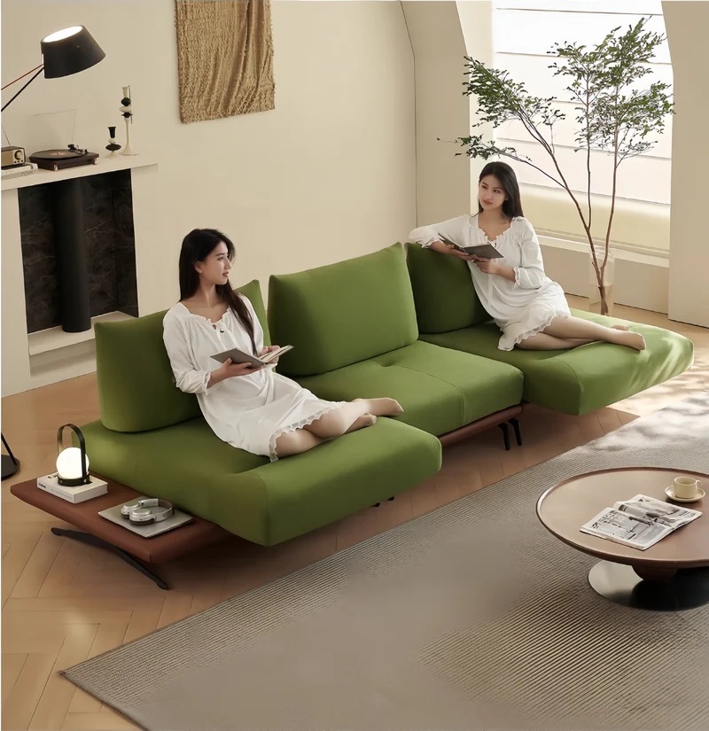 Modernes modulares Insel-Drehsofa mit verstellbarer Armlehne und Rückenkissen
