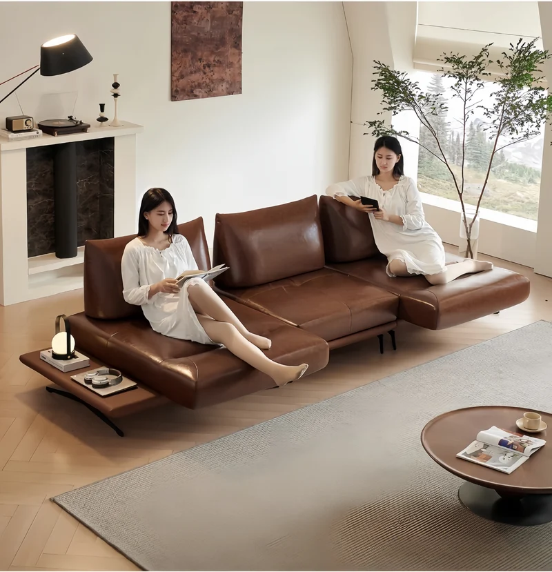 Modernes modulares Insel-Drehsofa mit verstellbarer Armlehne und Rückenkissen
