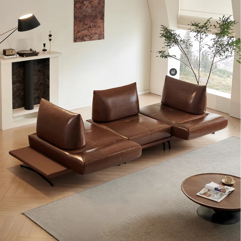 Modernes modulares Insel-Drehsofa mit verstellbarer Armlehne und Rückenkissen