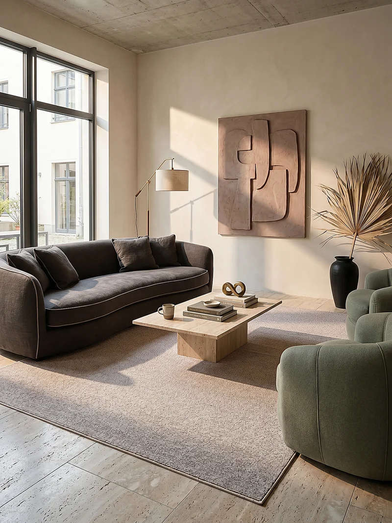 Niederflor-Teppich Uni-Design - Polypropylen-Polyester-Mix, 5 mm Gesamthöhe