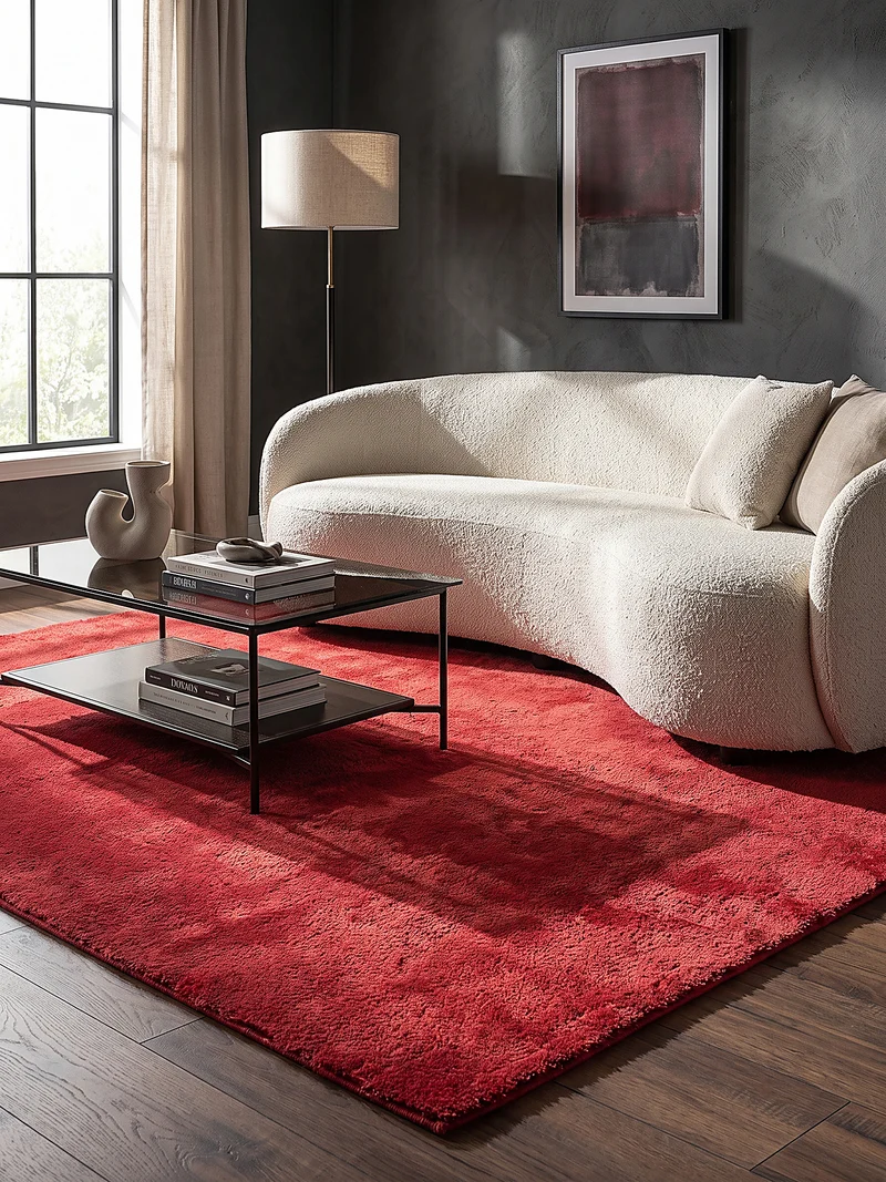 Hochflor-Teppich Uni - Polyester, 17 mm Gesamthöhe