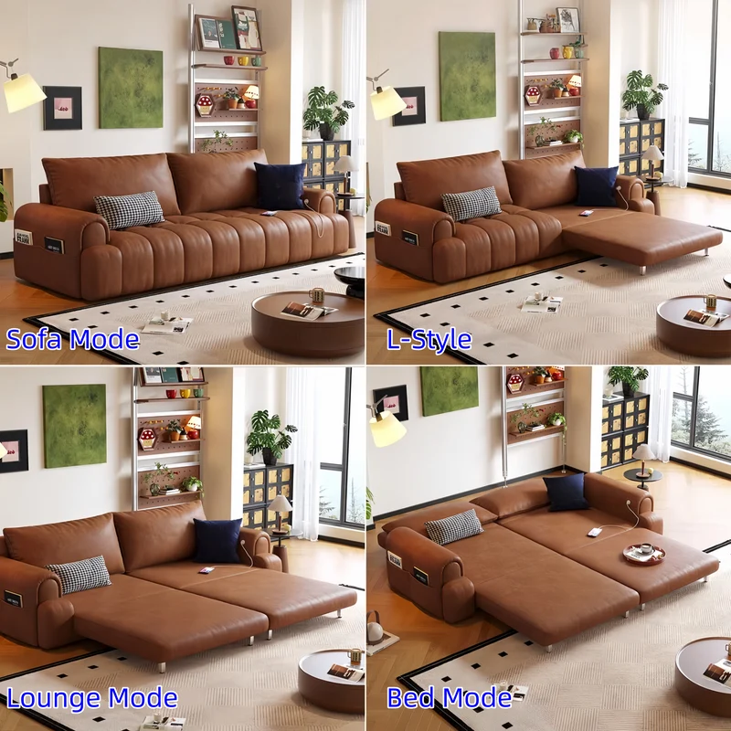 4-in-1 Schlafsofa aus geöltem Wachsleder