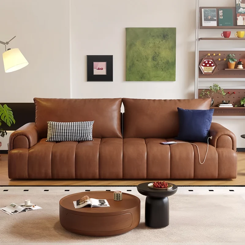 4-in-1 Schlafsofa aus geöltem Wachsleder