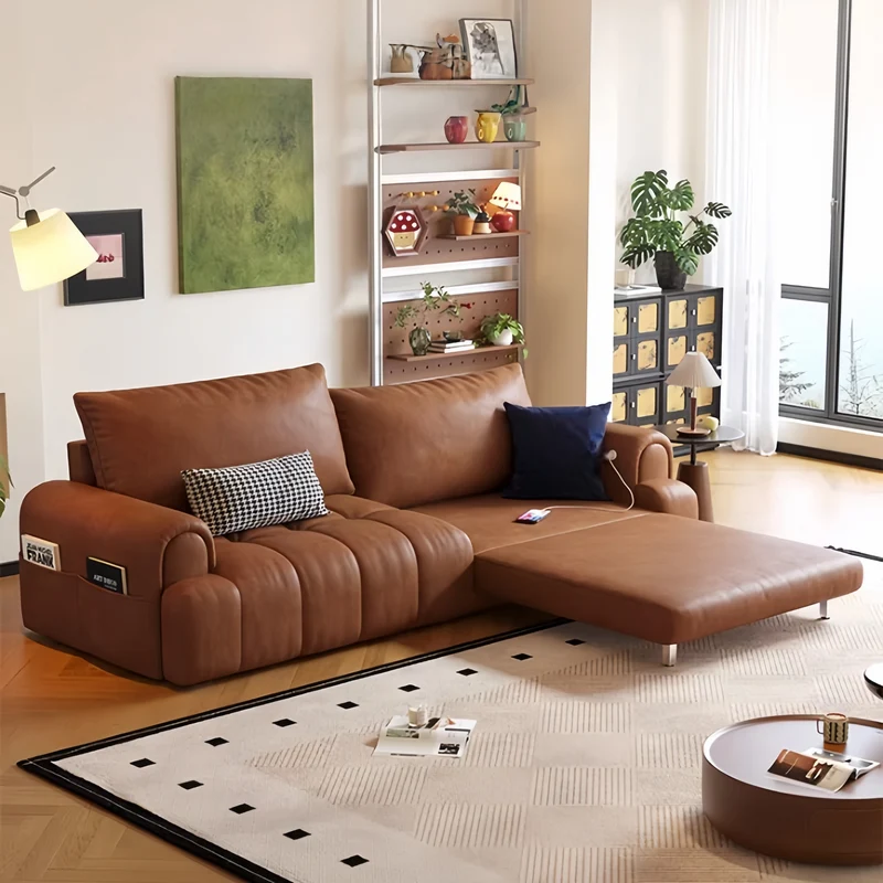 4-in-1 Schlafsofa aus geöltem Wachsleder