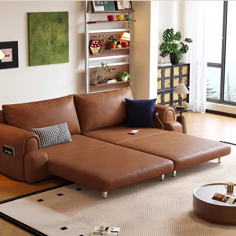 4-in-1 Schlafsofa aus geöltem Wachsleder