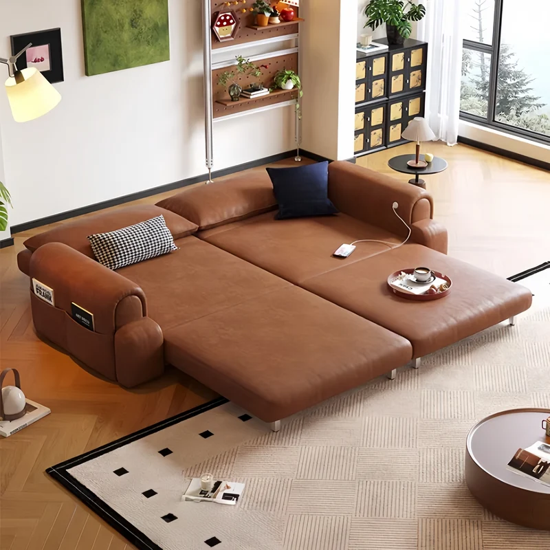 4-in-1 Schlafsofa aus geöltem Wachsleder