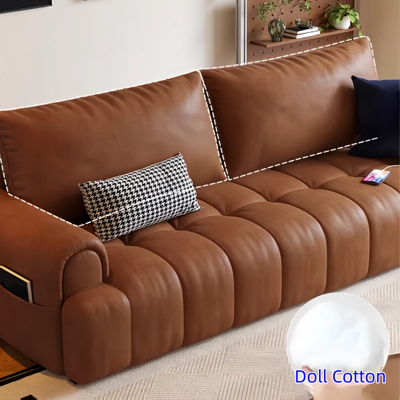 4-in-1 Schlafsofa aus geöltem Wachsleder