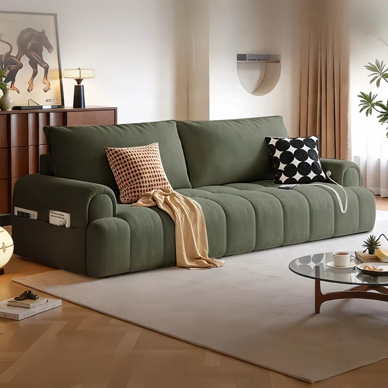 4-in-1-Schlafsofa aus Mikrofaser-Wildleder