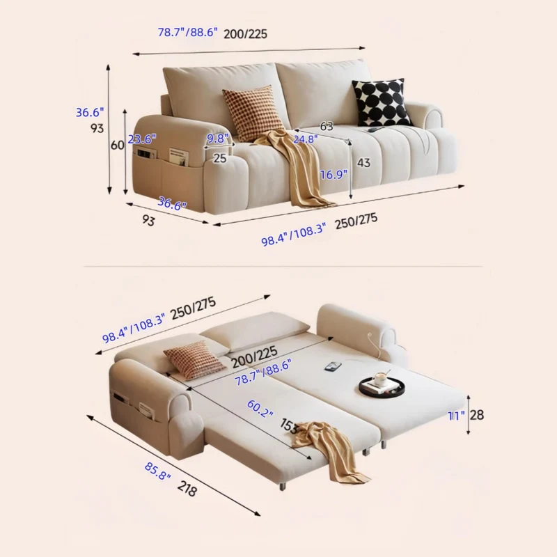 4-in-1-Schlafsofa aus Mikrofaser-Wildleder