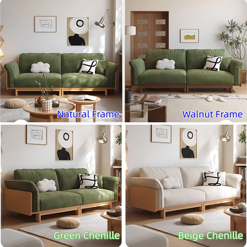 Japandi Schlafsofa mit Massivholzrahmen und Cordbezug