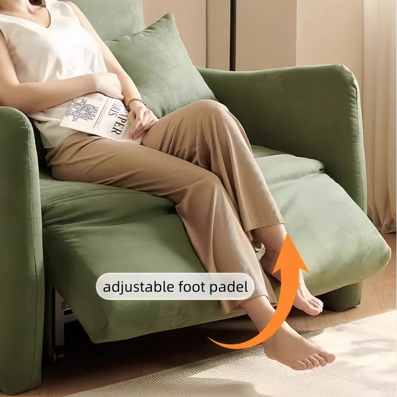 Modernes, minimalistisches Schlafsofa mit Fernbedienung, Bezug aus Mikrofaser-Wildleder und Aufbewahrungsschublade