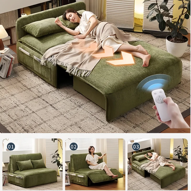 Elektrisches Schlafsofa mit Fernbedienung aus Chenille-Stoff