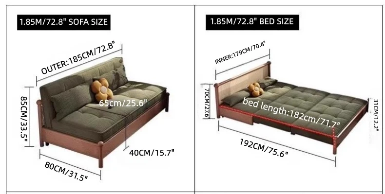 Schlafsofa mit Metallrahmen, Cordbezug und Stauraum darunter
