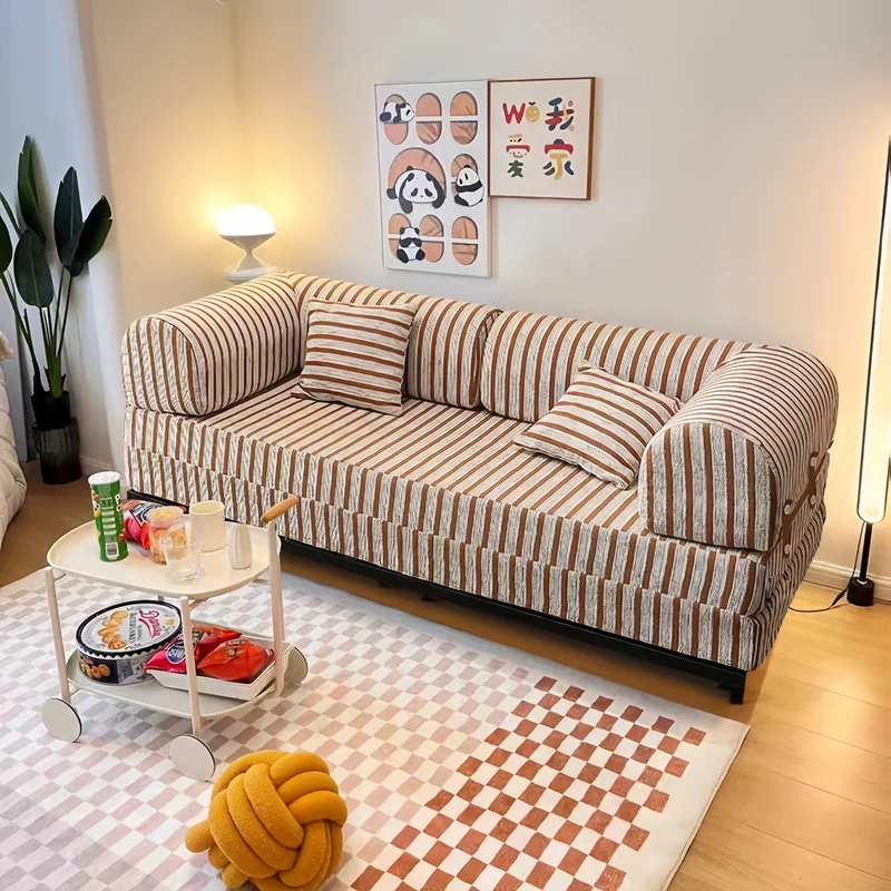 Gepolstertes Schlafsofa mit Metallrahmen und Cordstoffbezug