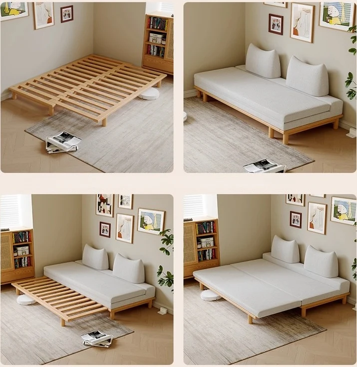 Tatami-Schlafsofa mit Massivholzrahmen und Tumbler-Rückenkissen