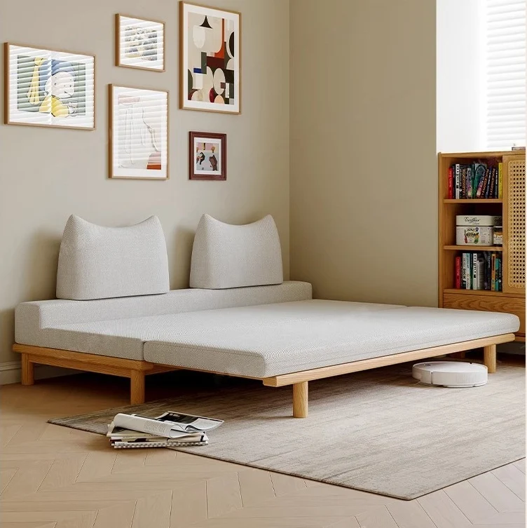 Tatami-Schlafsofa mit Massivholzrahmen und Tumbler-Rückenkissen