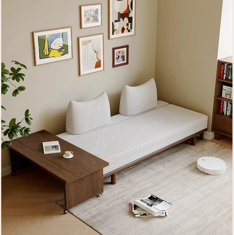 Tatami-Schlafsofa mit Massivholzrahmen und Tumbler-Rückenkissen