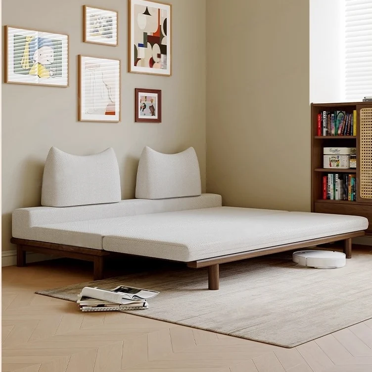 Tatami-Schlafsofa mit Massivholzrahmen und Tumbler-Rückenkissen