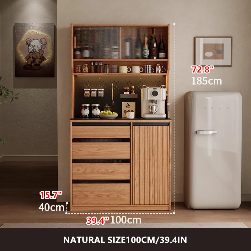 Kaffeebarschrank aus Massivholz mit Stecktafel-Organizer und reichlich Stauraum