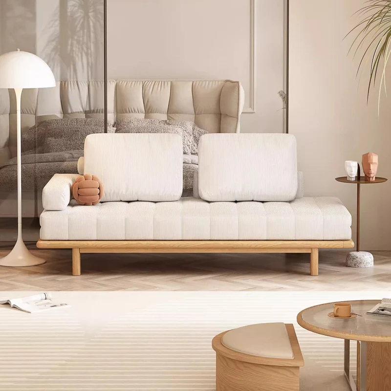 Ausziehbares Tatami-Sofabett aus Cordstoff mit Massivholzrahmen