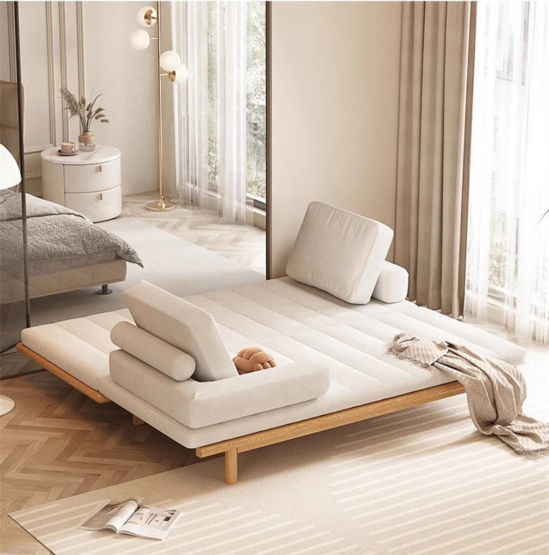 Ausziehbares Tatami-Sofabett aus Cordstoff mit Massivholzrahmen