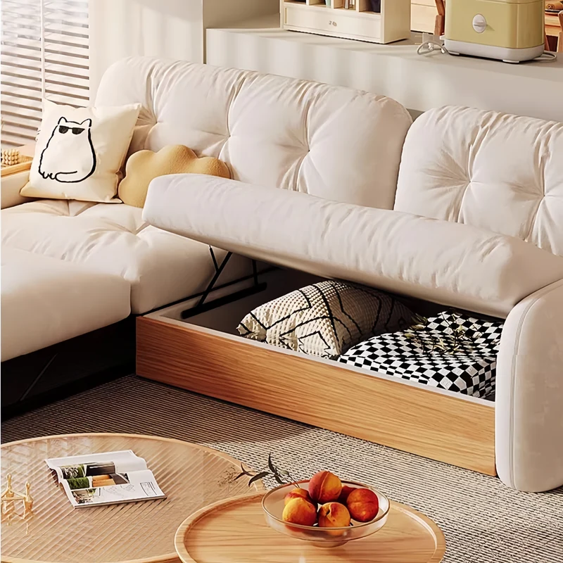 Ausziehbare Lounge-Chaise und Sofa von Japandi mit Stauraum darunter
