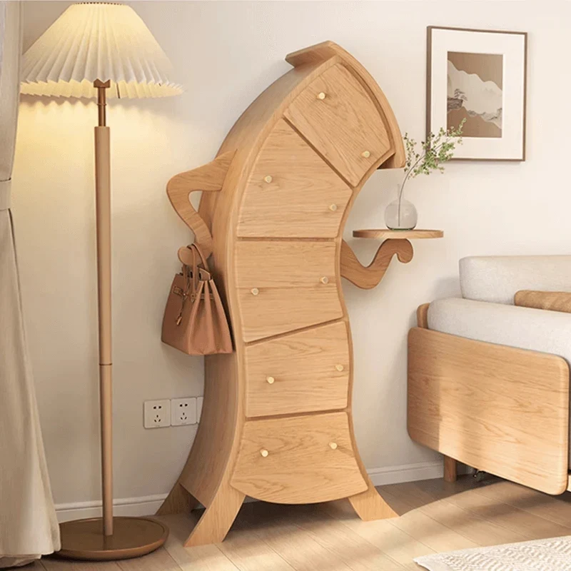 Leichte, luxuriöse Akzentkommode im S-Stil aus Massivholz mit 5 Schubladen