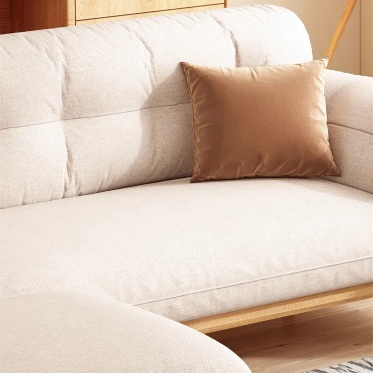 Gepolstertes Sofa aus Baumwollleinen im Japandi-Stil