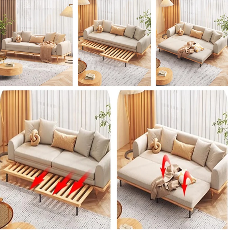 Japandi Minimalismus Schlafsofa aus Massivholz