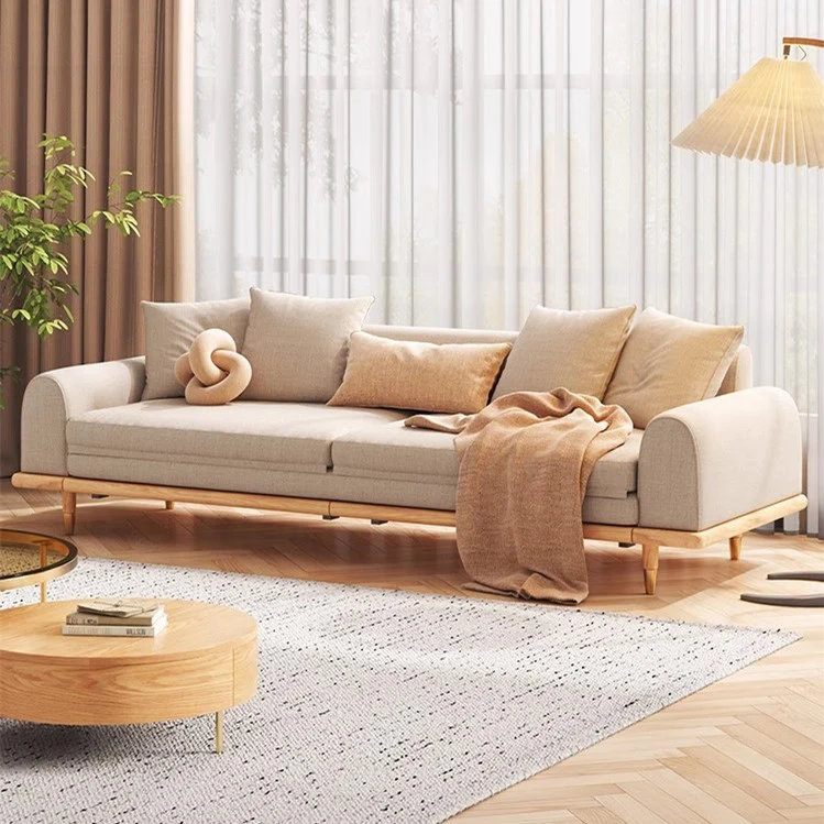 Japandi Minimalismus Schlafsofa aus Massivholz