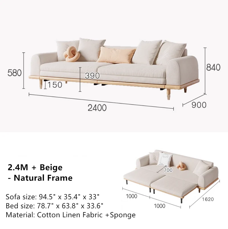 Japandi Minimalismus Schlafsofa aus Massivholz