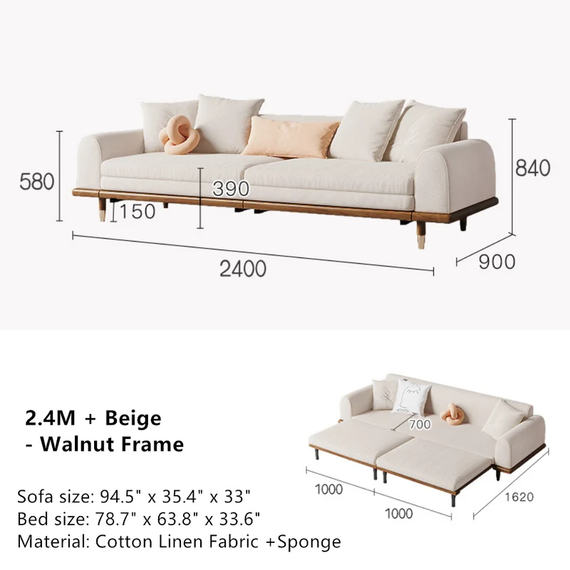 Japandi Minimalismus Schlafsofa aus Massivholz