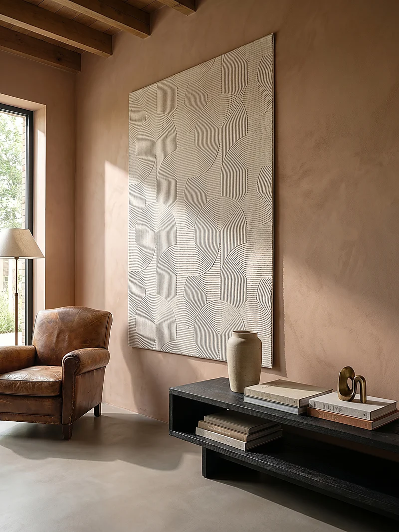 Kurzflor-Teppich 3D-Relief geometrische Bögen - Polypropylen, 9 mm Gesamthöhe
