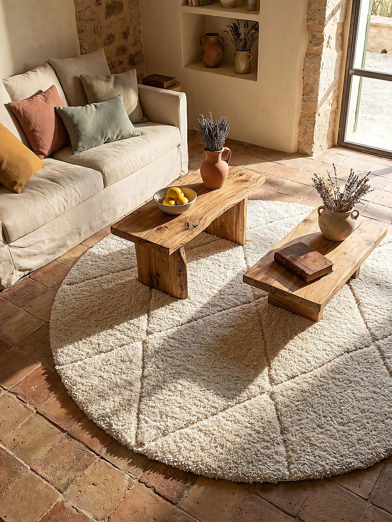 Hochflor-Teppich Berber-Rauten Schwarz-Weiß - Polypropylen, 31 mm Gesamthöhe