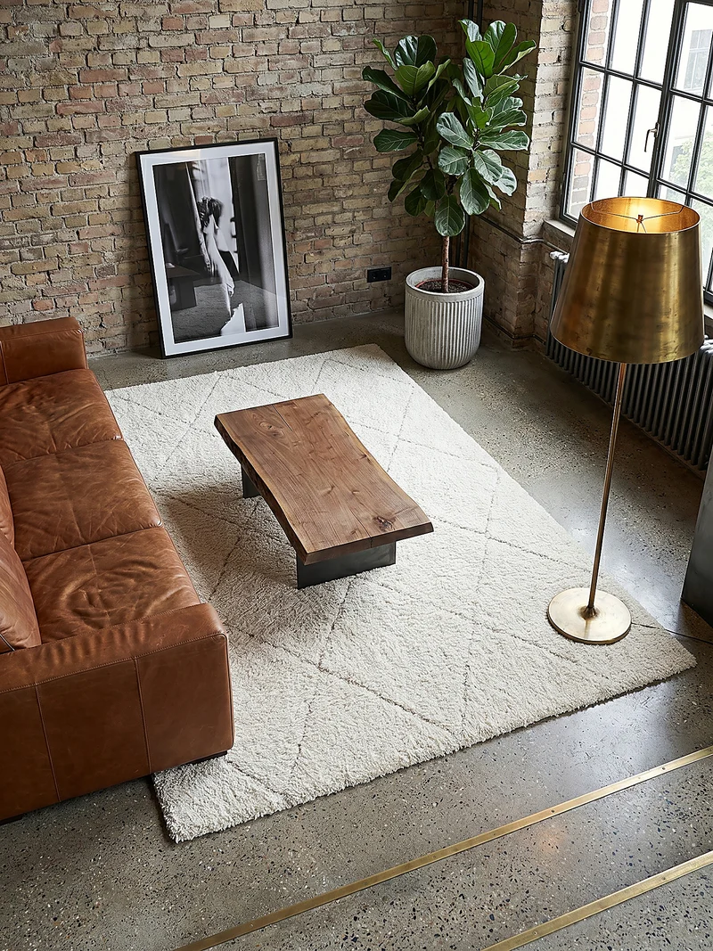 Hochflor-Teppich Berber-Rauten Schwarz-Weiß - Polypropylen, 31 mm Gesamthöhe