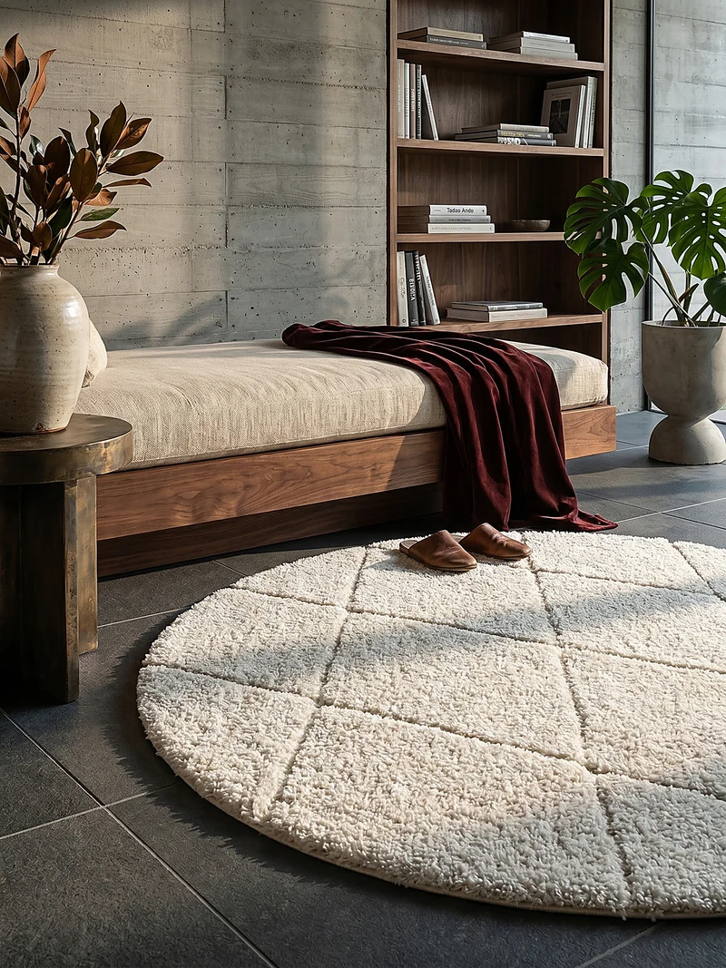 Hochflor-Teppich Berber-Rauten Schwarz-Weiß - Polypropylen, 31 mm Gesamthöhe
