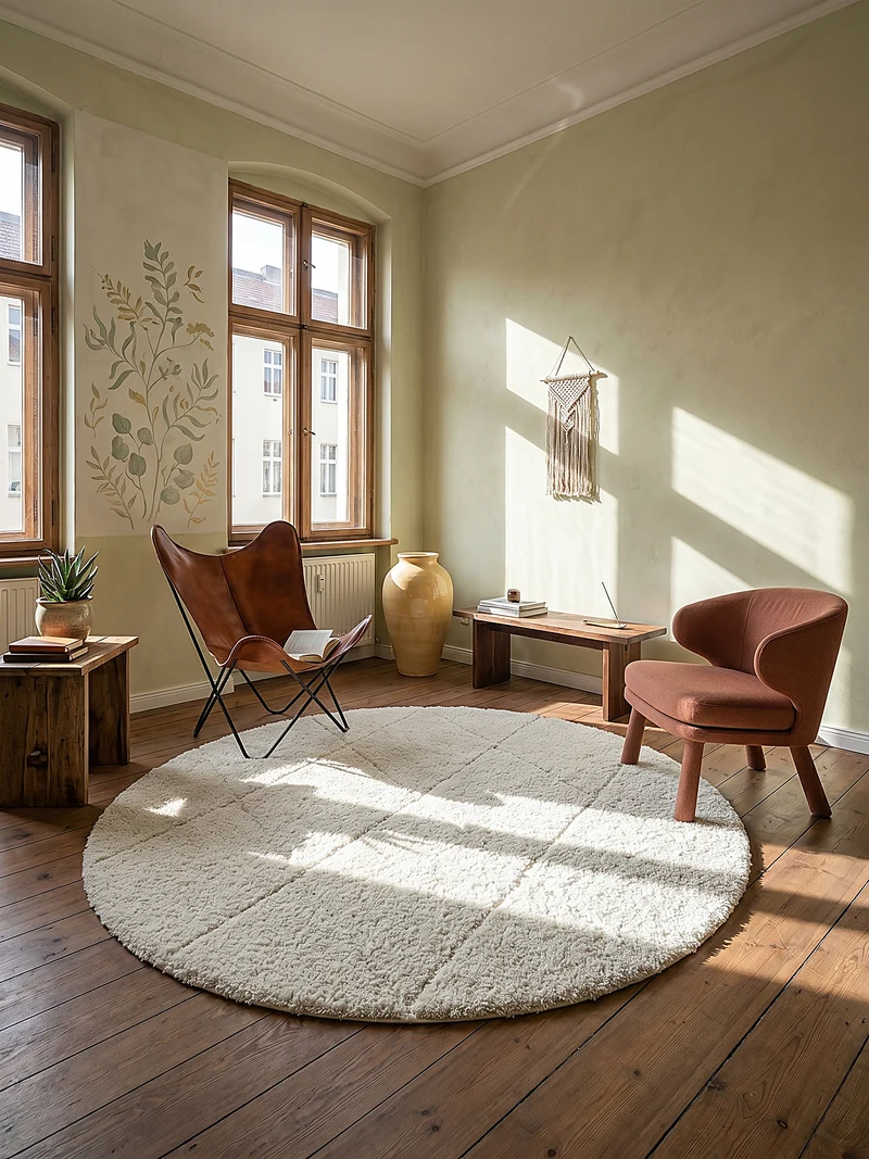 Hochflor-Teppich Berber-Rauten Schwarz-Weiß - Polypropylen, 31 mm Gesamthöhe