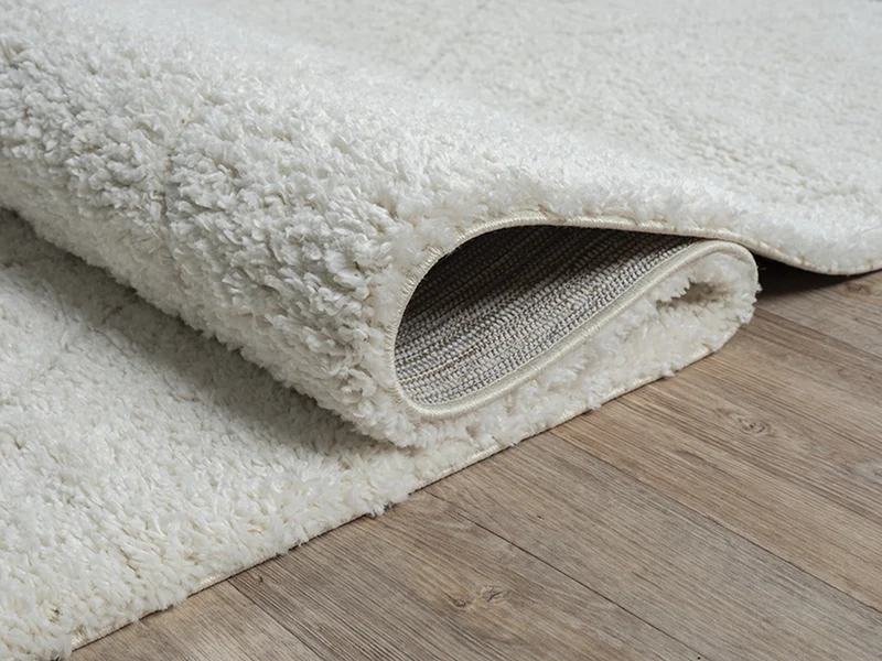 Hochflor-Teppich Berber-Rauten Schwarz-Weiß - Polypropylen, 31 mm Gesamthöhe