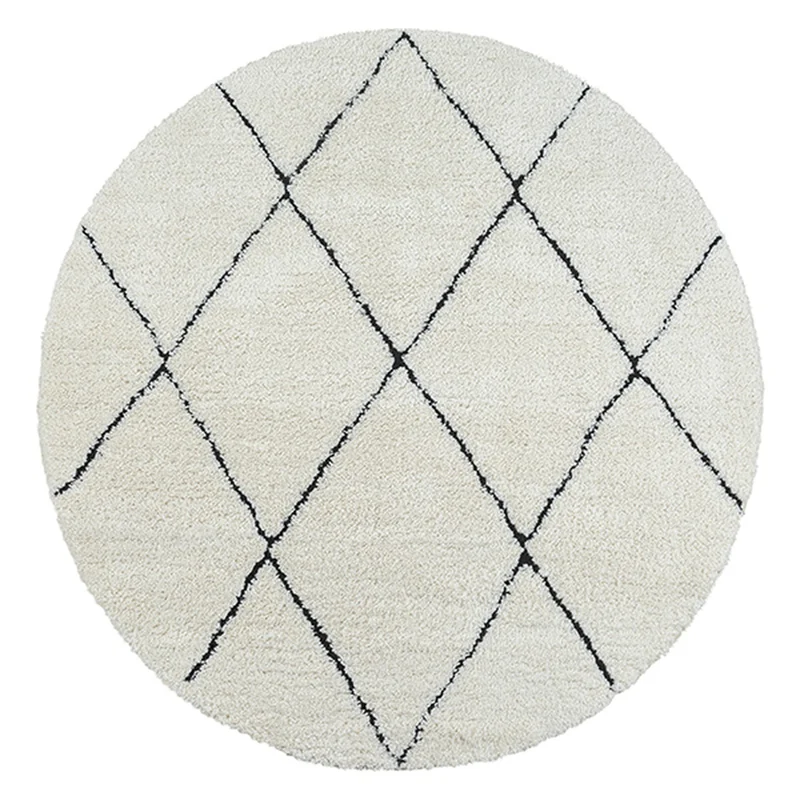 Hochflor-Teppich Berber-Rauten Schwarz-Weiß - Polypropylen, 31 mm Gesamthöhe