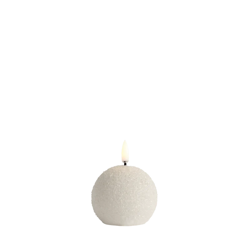 LED Rundkerze Nordic White Glitzer Ø 7cm x 7 cm