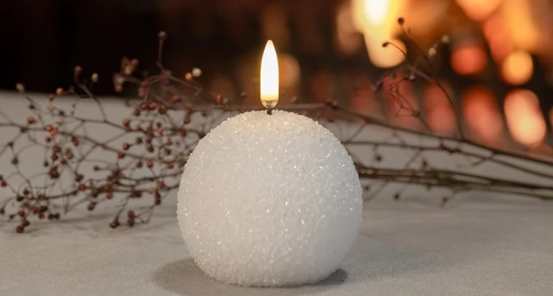 LED Rundkerze Nordic White Glitzer Ø 7cm x 7 cm