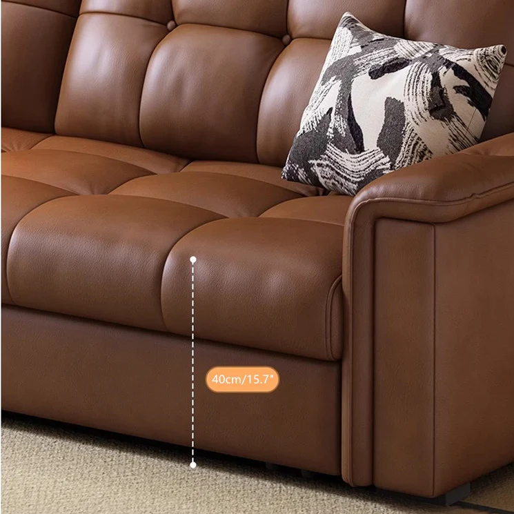 Ausziehbares Schlafsofa im Retro-Stil aus Lederstoff mit Stauraum darunter