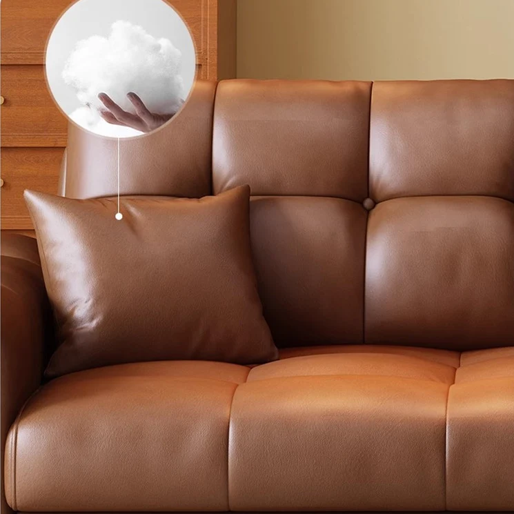 Ausziehbares Schlafsofa im Retro-Stil aus Lederstoff mit Stauraum darunter