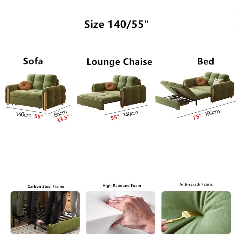 Kratzfestes Schlafsofa aus Flanellstoff mit Stauraum darunter