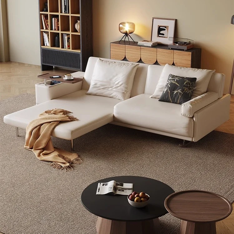 Leathaire Stoff verstellbare Rückenstütze Schlafsofa mit drehbarer Armlehne Desktop