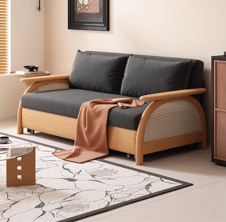 Multifunktionales Schlafsofa aus Cordstoff mit Stauraum darunter
