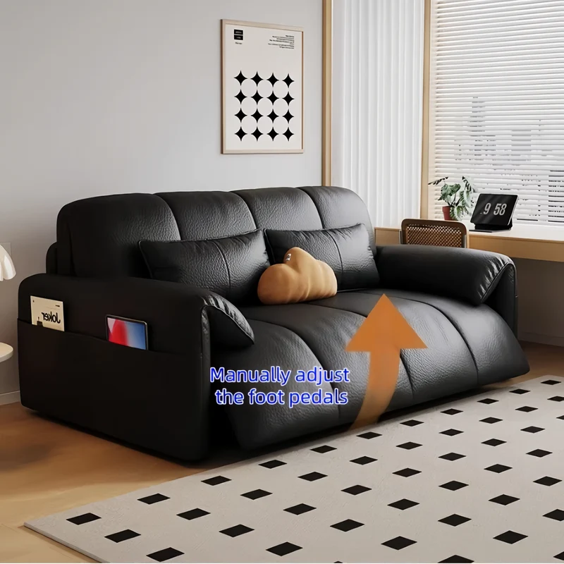 Elektrisches Kunstleder-Schlafsofa mit Fernbedienung, Latexkissen und Aufbewahrungsschublade
