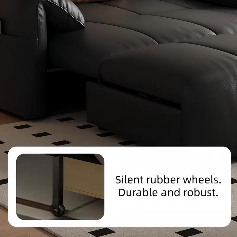 Elektrisches Kunstleder-Schlafsofa mit Fernbedienung, Latexkissen und Aufbewahrungsschublade