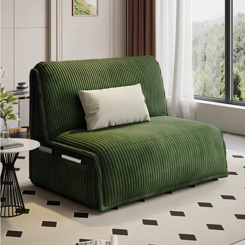 Elektrisches Schlafsofa mit Fernbedienung und Stauschublade aus Cordstoff